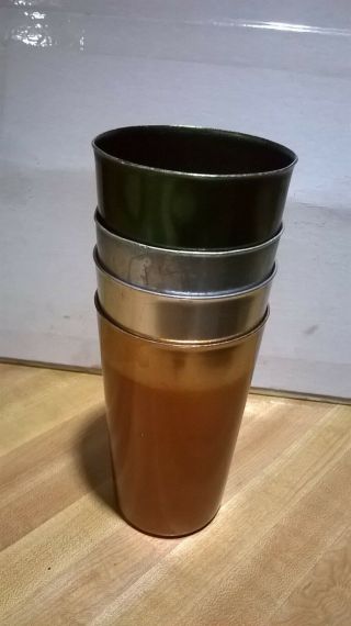 4 Vintage Bascal Multi - pal Color Aluminum Tumblers made in Italy 4