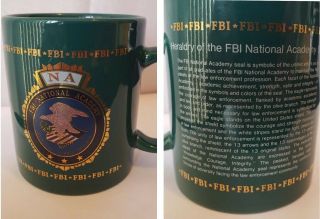Fbi Department Of Justice Seal - Na National Academy Coffee Mug Cup - Green Gold