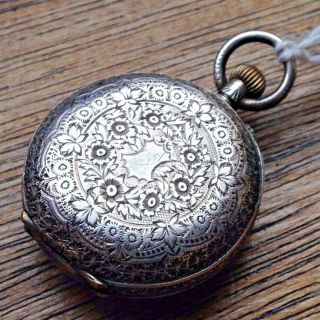 Pretty Antique Victorian 935 Silver 35mm Fob Watch - Repairs