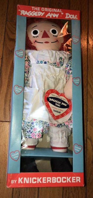 Vintage Knickerbocker Raggedy Ann Cloth Doll 16” Mib Tag