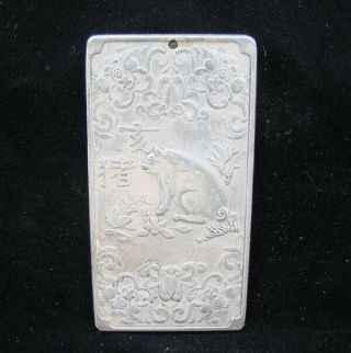 Collectable Handmade Carved Statue Tibet Silver Amulet Pendant Zodiac Pig