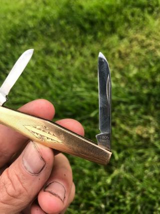 Vintage Voos Pocket Folding Knife Watch Fob Gold Filled Handle 2 Blade 2
