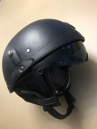 Skull Cap Motorcycle Helmet Vintage Half Face Helmet Retro Black Leather Effect