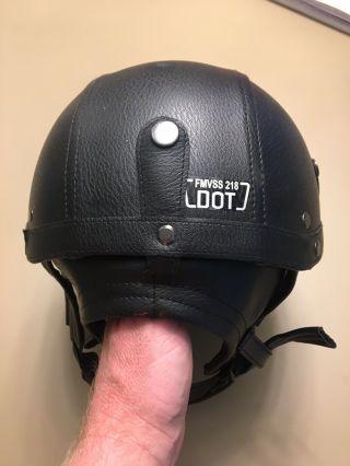 Skull Cap Motorcycle Helmet Vintage Half Face Helmet Retro Black Leather Effect 2