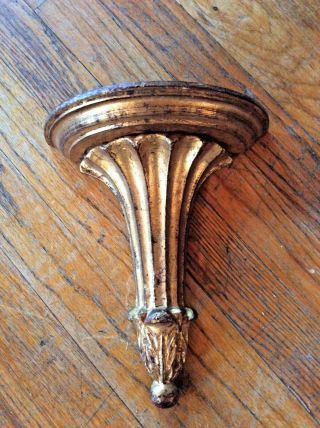 Vintage Carved Wood Wall Sconce Gold Gilt Shelf Florentine Italian Made In Italy