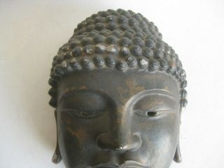 Fine Old Antique Chinese Tibetan Buddha Mask Sculpture Head Gold Gilt Painted 2