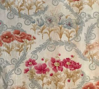 Piece Late 19th Century French Fine Linen Cotton,  Poppies 469