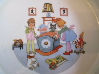 Vintage Antique Germany Porcelain Child ' s Feeding Dish Bowl - Cat in the Cradle 3