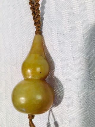 Vintage Chinese Carved Jade Jadeite Soapstone Pendant Necklace Gourd