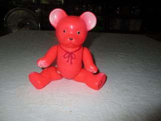 Vintage 7 1/2 " Celluloid Bright Pink Jointed Teddy Bear Made Occupied Japan 2/19