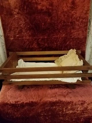 2 antique dolls w/cradle,  and trunk.  with old clothes rag doll,  Celluloid 6