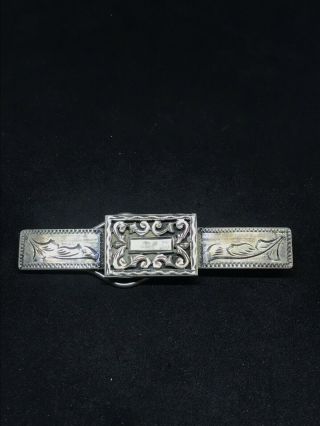 Antique Sterling Silver Italian ? Decorated Money Clip Holder