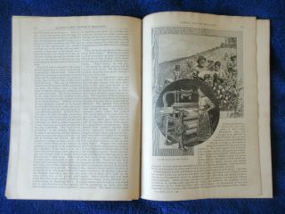 1881 Cotton in US South w multiple Af - Am illus,  article Telegraph both antique 2