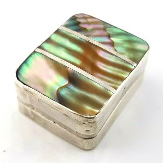 Vintage Mexican Sterling Silver Shell Pill Snuff Pot Box