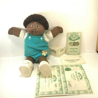 Vtg 1980s Cabbage Patch Kids Cpk African American Black Boy With Adoption Papers
