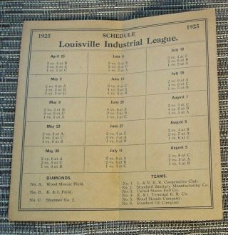 1925 LOUISVILLE KENTUCKY BASEBALL SCHEDULE ANTIQUE SUTCLIFFE SPORTING GOODS 2