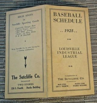 1925 LOUISVILLE KENTUCKY BASEBALL SCHEDULE ANTIQUE SUTCLIFFE SPORTING GOODS 5