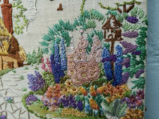 VINTAGE EMBROIDERED DETAILED ENGLISH COUNTRY COTTAGE,  GARDEN PICTURE 2