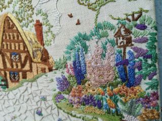 VINTAGE EMBROIDERED DETAILED ENGLISH COUNTRY COTTAGE,  GARDEN PICTURE 3