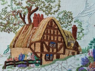 VINTAGE EMBROIDERED DETAILED ENGLISH COUNTRY COTTAGE,  GARDEN PICTURE 4