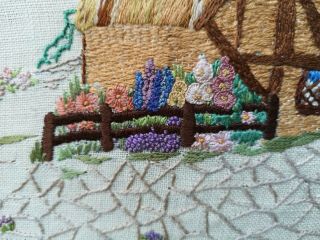 VINTAGE EMBROIDERED DETAILED ENGLISH COUNTRY COTTAGE,  GARDEN PICTURE 5