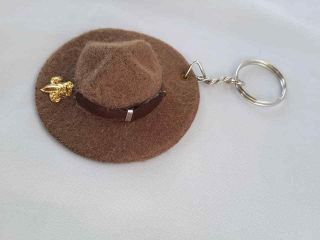 Boy Scout Thai Hat Key Chain Realistic Gift Cowboy Souvenir Brown Leather Tiger