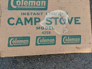 Vintage Coleman 2 Burner Camp Stove 425 - B With Box
