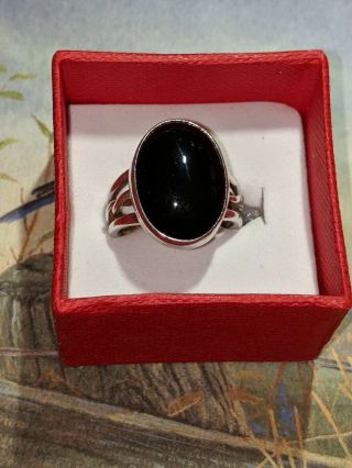 Handmade Sterling Silver Antique Black Onyx Ring Size 6 Signed