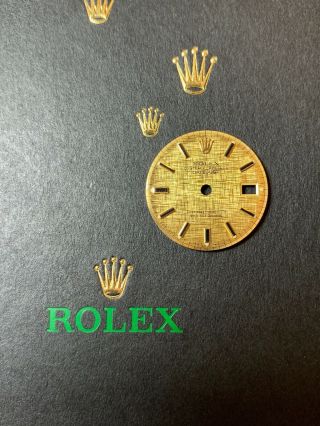 Rolex Datejust Ladies 26mm Champagne Gold Linen Jubilee Oyster Stick Dial 6917