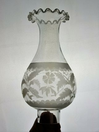 Victorian Floral Design Kerosene Paraffin Oil Lamp Chimney Lotus For Slip Burner