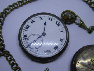 2 x Antique / Vintage Pocket Watches - Hand and Key Winding and Chain 2
