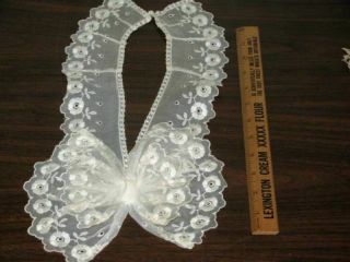 Vintage Antique Victorian Lace Dress Bow Collar Off White