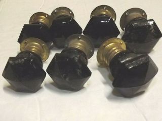 8 Black Art Deco Depression Glass Overmyers Threaded Drawer 1 " Knobs