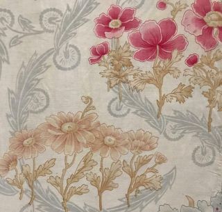 Piece Late 19th Century French Fine Linen Cotton,  Poppies 395