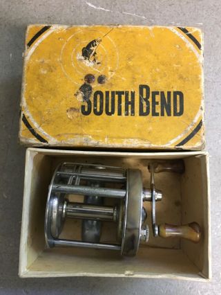 Vintage South Bend No 450 Model E Anti Backlash Level Wind Fishing Reel W/box