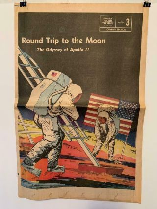Round Trip To The Moon Odyssey Of Apollo 11 - Nasa - 1969 Boston Herald Newspaper