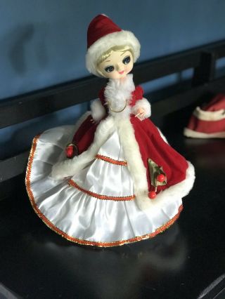 Vintage Big Eyes Bradley Doll - Made In Korea - Red Velvet Christmas Dress