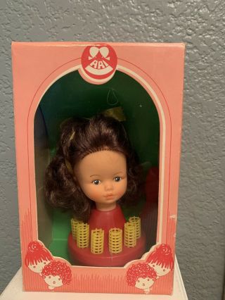 Rare Vintage German Ari Doll Head With Rollers Brush And Comb