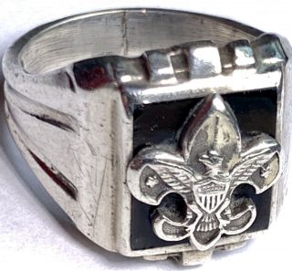 Antique Vintage Sterling Silver Boy Scout Ring Bsa Size 8