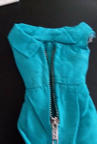 Vintage Barbie Pak Turquoise Silk Sheath Dress with Hanger 4