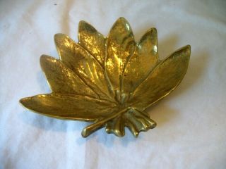 Vintage Virginia Metalcrafters Solid Brass Sage Leaf Dish