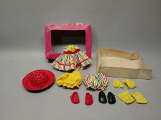 Vintage Vogue Doll Dress Ginny Striped Print Belt Shoes Hat Shorts W/ Box Outfit