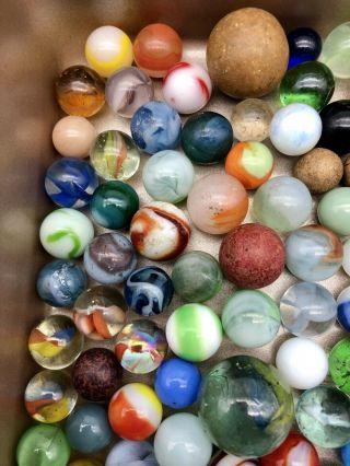 192 Antique Vintage Marbles Akro Peltier Swirl Corkscrew Oxblood Shooter & More