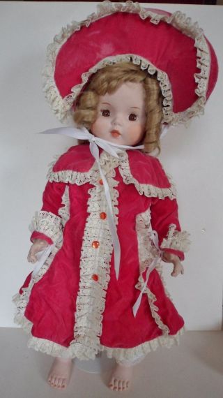 Vintage Porcelain Bisque Doll Little French Girl 24 " Tall Long Blonde Curls