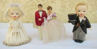 2 Vintage Bride & Groom Cake Toppers Porcelain Japan & Plastic Parrish’s