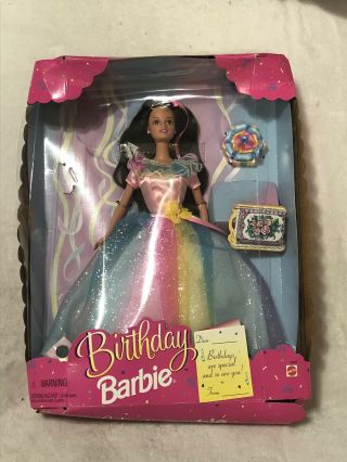 Vintage 1997 Mattel Birthday Barbie Doll 18224 Rainbow Happy
