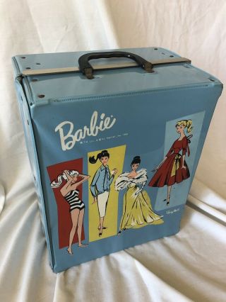 Vintage Barbie Case Large With Clothes Blue
