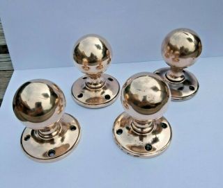 Set 4 (2 Pairs) Reclaimed Vintage Polished Brass Door Knobs