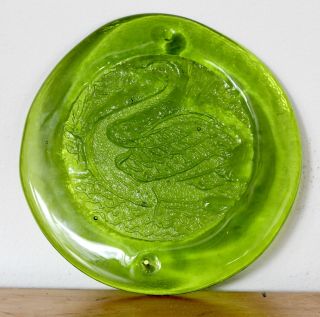 Blenko Vtg Mid Century Modern Art Glass Hanging Sun Disc Green Suncatcher Myers