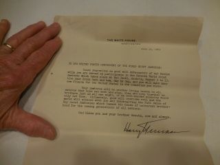 Vintage 1951 BSA World Jamboree Presidential Letter to Participants Harry Truman 4